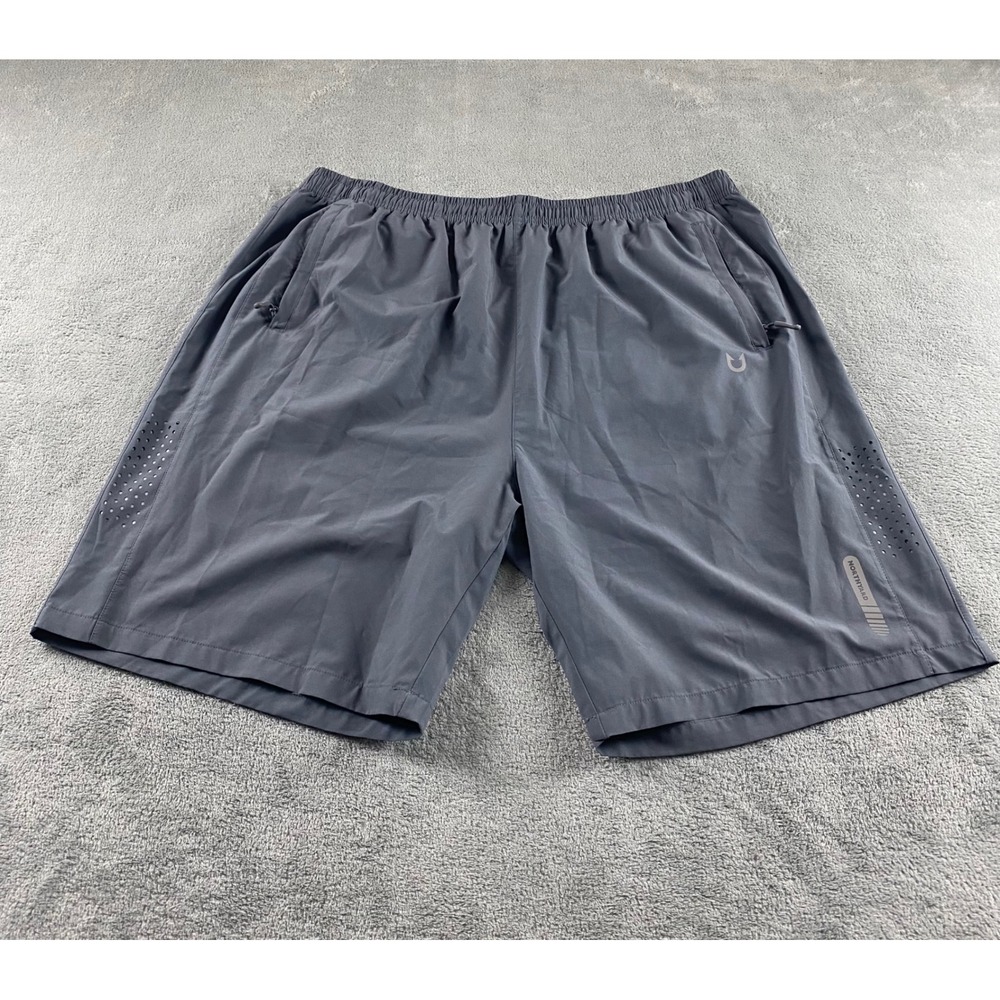 Northyard Mens 3XL Gray Athletic Shorts Zipper Pockets Laser Cut Ventilation